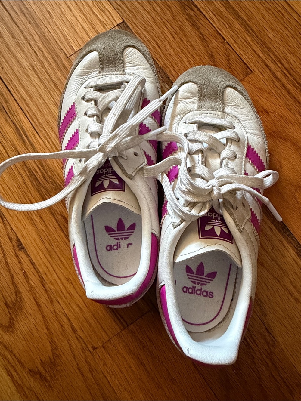 adidas Originals Kids Samba Sneakers White with Pink Stripes and Gum Sole - Picture 9 of 9